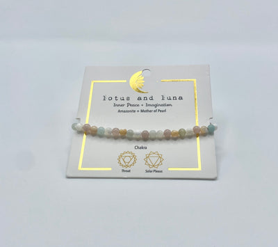 Lotus & Luna - Healing Bracelets 4mm - Inner Peace & Imagination (Mint & Gold)