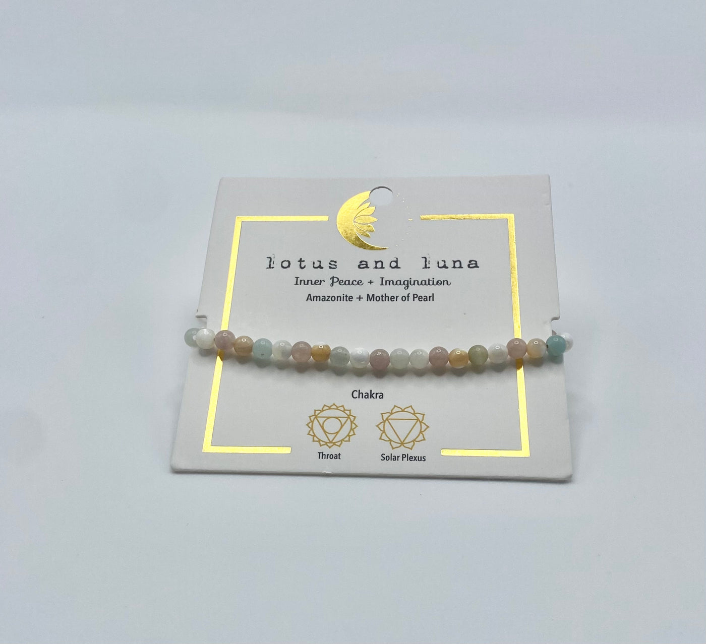 Lotus & Luna - Healing Bracelets 4mm - Inner Peace & Imagination (Mint & Gold)