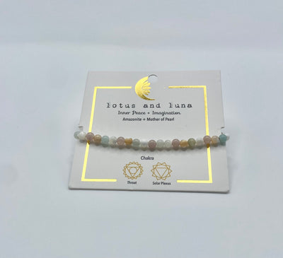 Lotus & Luna - Healing Bracelets 4mm - Inner Peace & Imagination (Mint & Gold)