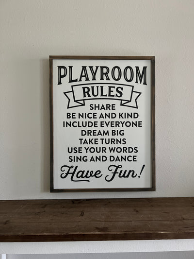The Painted Knot Playroom Rules Sign