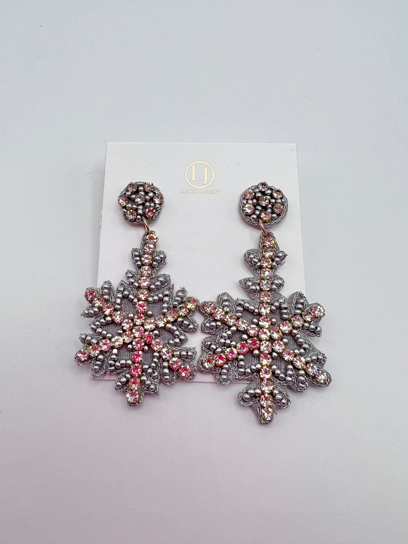 Holiday Jewelry Collection - Earrings / Silver & Gold Snowflake