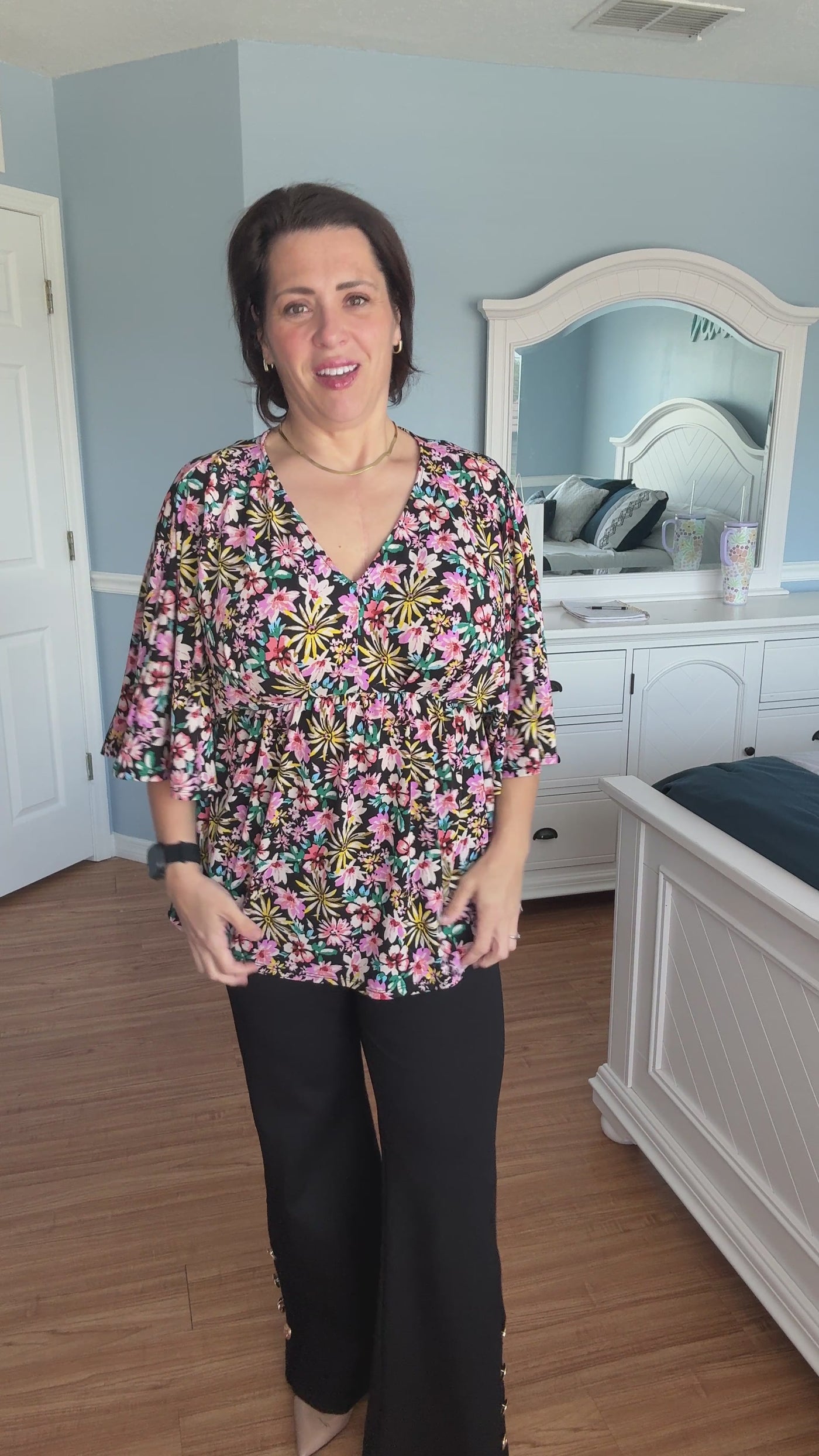 The Lizzy Dreamer Top In Black Multi By Dear Scarlett