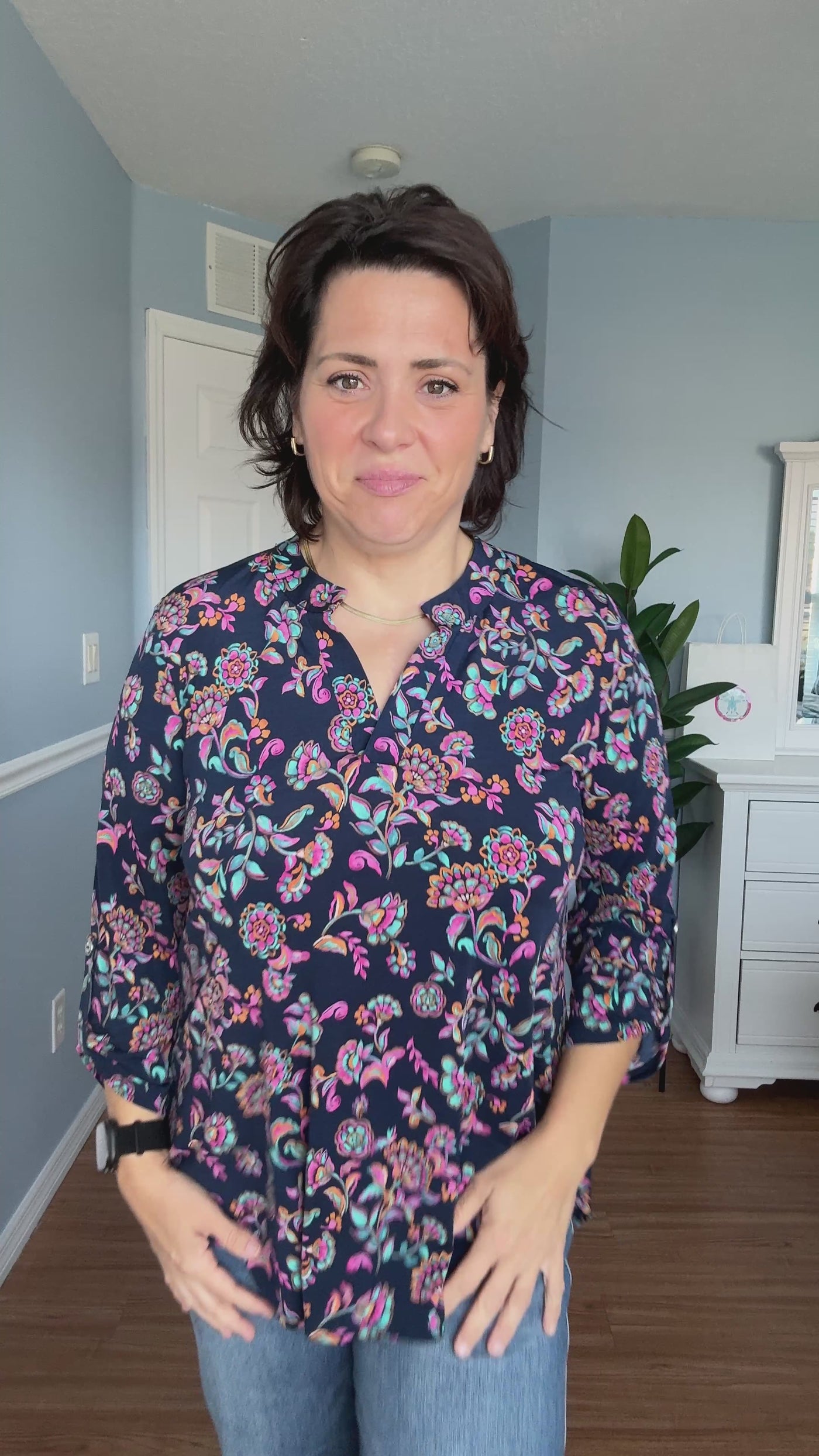 The Lizzy Top In Navy Floral By Dear Scarlett