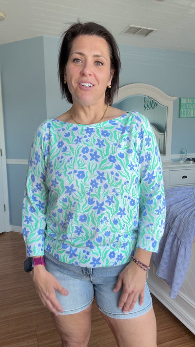 3/4 Sleeve Knit Breton In Painted Flowers By Hatley
