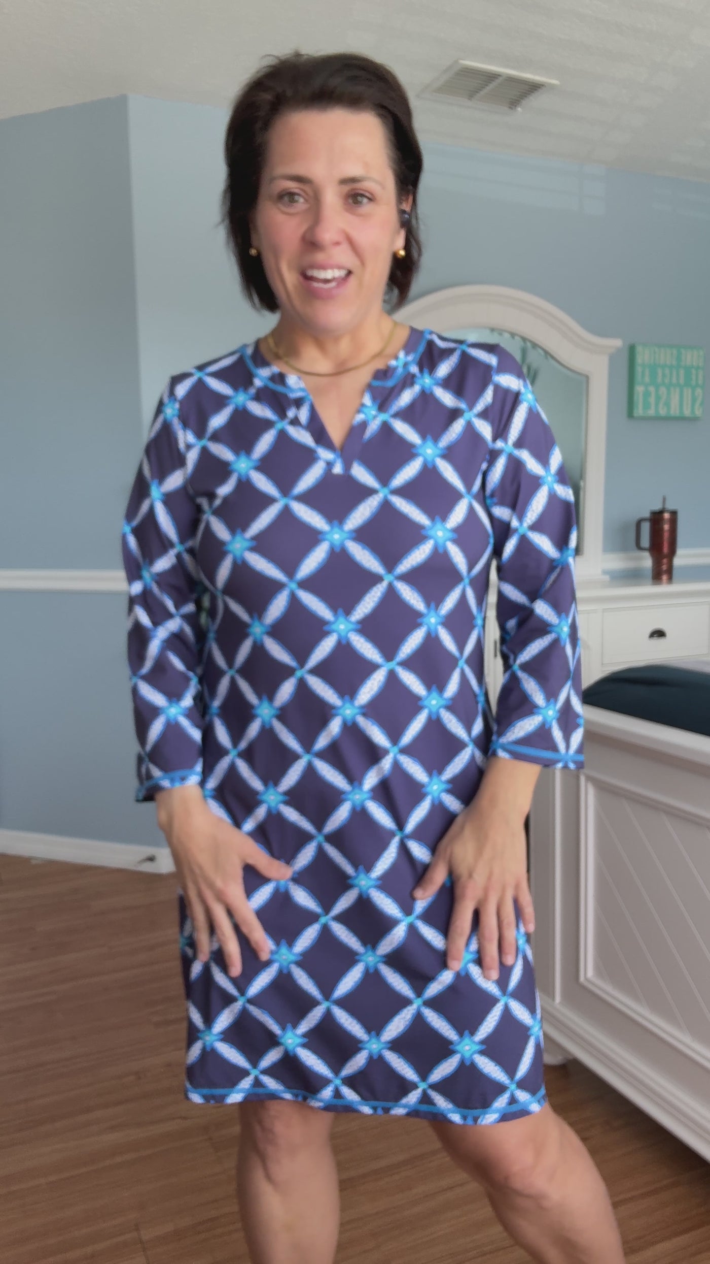 Notch Neck Dress In Diamond Ikat By Capelton Road