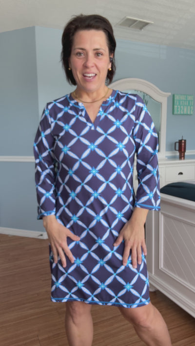 Notch Neck Dress In Diamond Ikat By Capelton Road