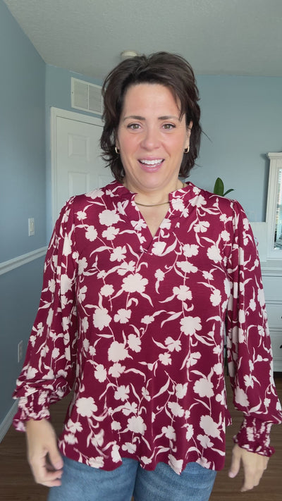 The Lizzy Smock Top In Wine By Dear Scarlett