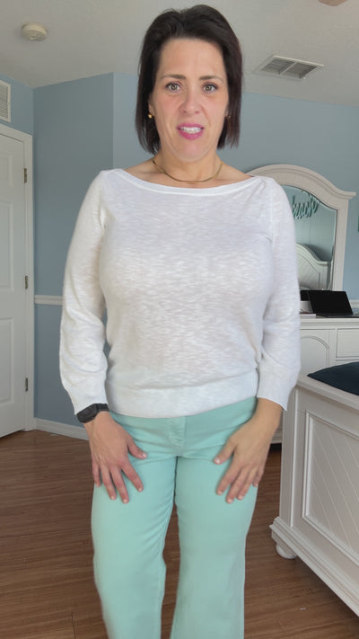 3/4 Sleeve Knit Breton In White By Hatley
