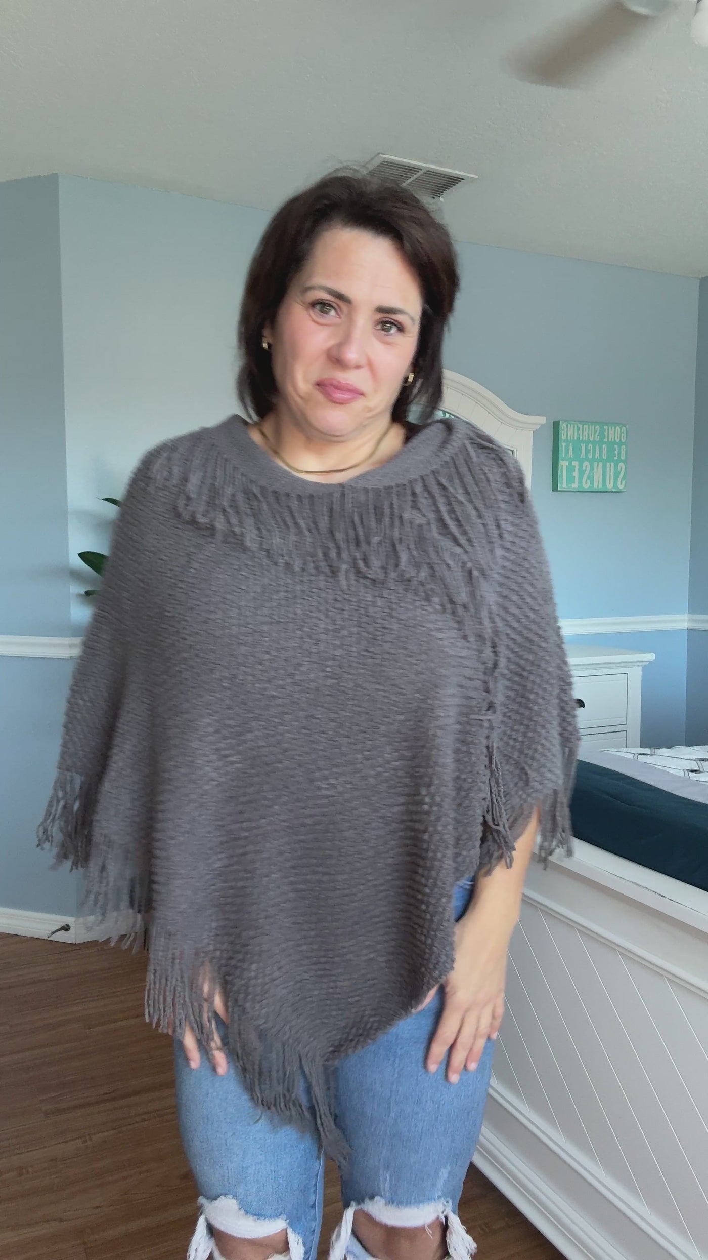 Annie Poncho With Fringe