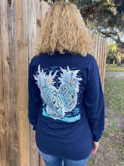 Metallic Pineapple Graphic Long Sleeve Tee