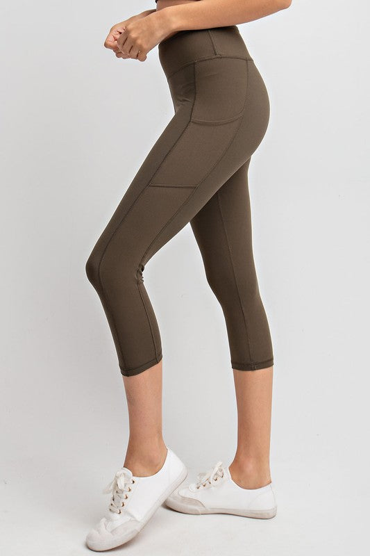 Soft As Butter Pocket Capri Leggings in Olive