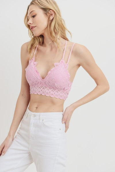 Crochet Lace Bralette in Pink - The Teal Turtle Clothing Company