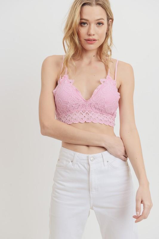 Crochet Lace Bralette in Pink - The Teal Turtle Clothing Company