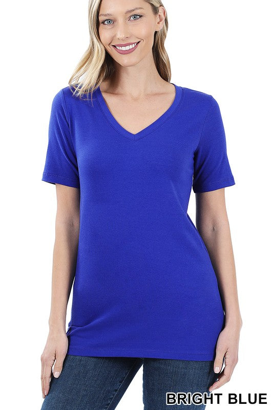 Just The Basics Relaxed V Neck Tee in Bright Blue