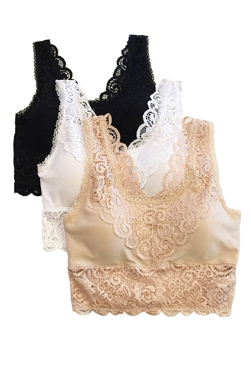 Little Bit Of Lace Bralette in Beige