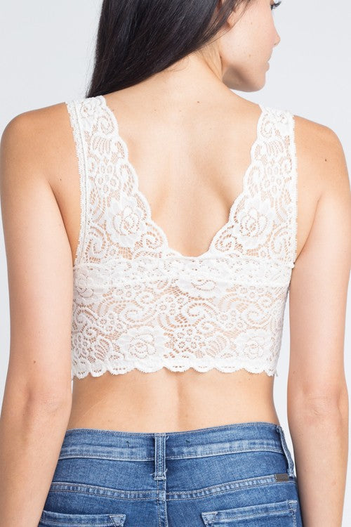 Little Bit Of Lace Bralette in Cream
