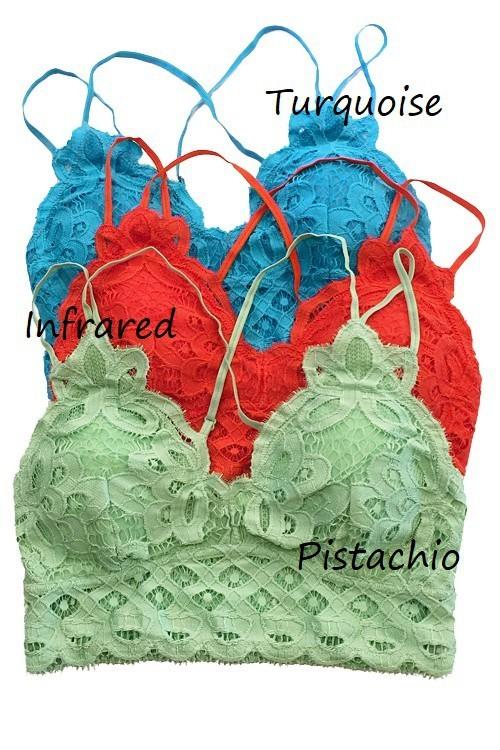 Crochet Lace Bralette in Pistachio - The Teal Turtle Clothing Company