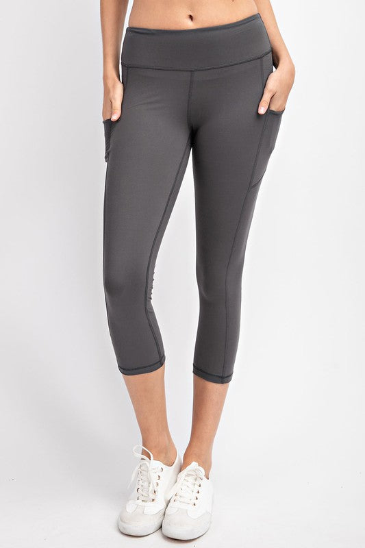 Soft As Butter Pocket Capri Leggings in Charcoal