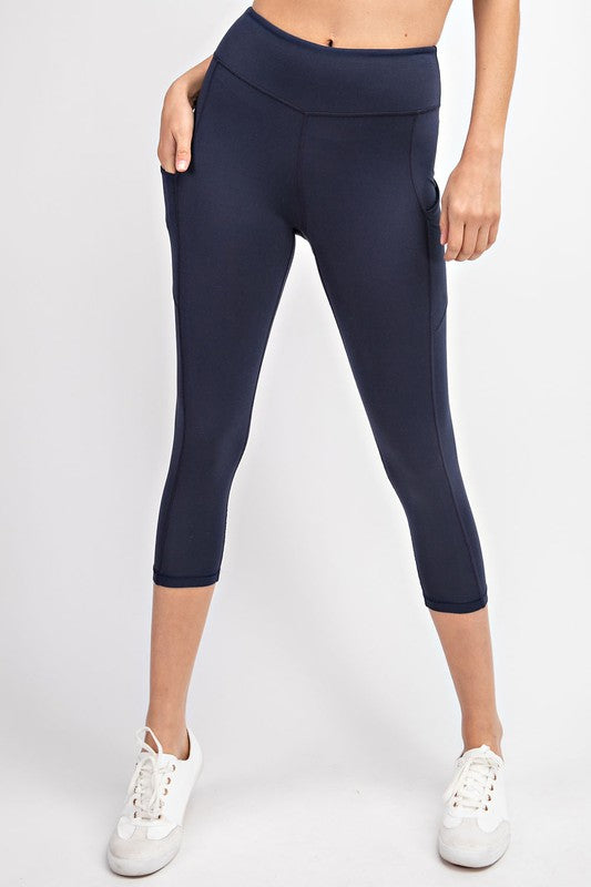 Soft As Butter Pocket Capri Leggings in Navy