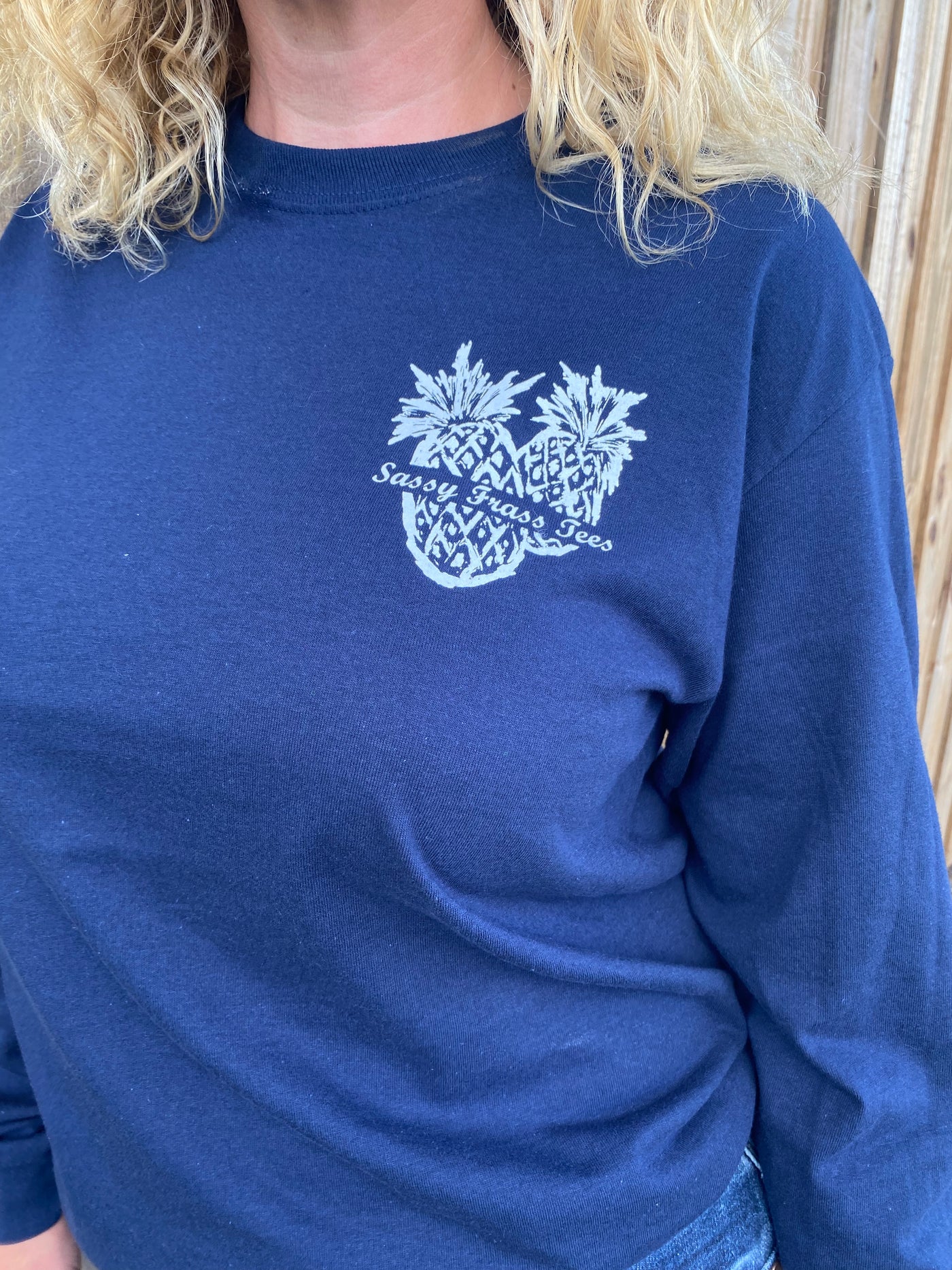 Metallic Pineapple Graphic Long Sleeve Tee