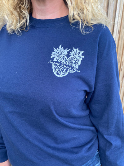 Metallic Pineapple Graphic Long Sleeve Tee