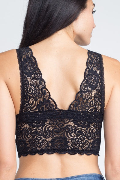 Little Bit Of Lace Bralette in Black
