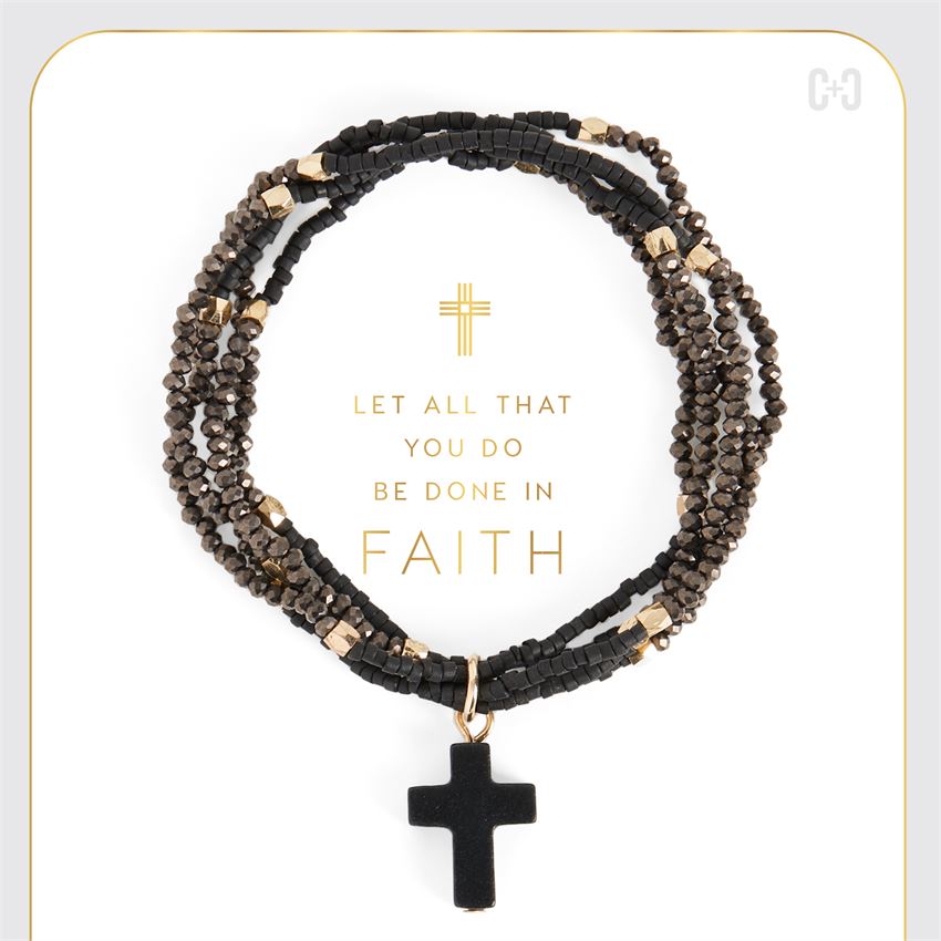 Faithfully Cross Stretchy Bracelets By Coco & Carmen - Black