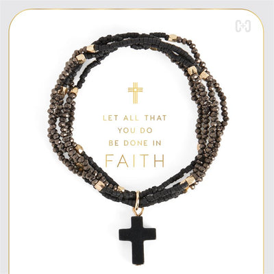 Faithfully Cross Stretchy Bracelets By Coco & Carmen - Black