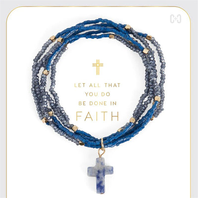 Faithfully Cross Stretchy Bracelets By Coco & Carmen - Blue