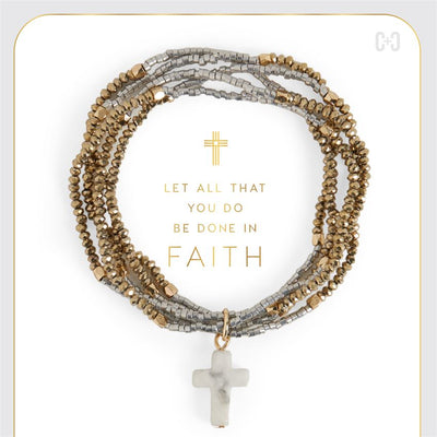 Faithfully Cross Stretchy Bracelets By Coco & Carmen - Silver/Gold