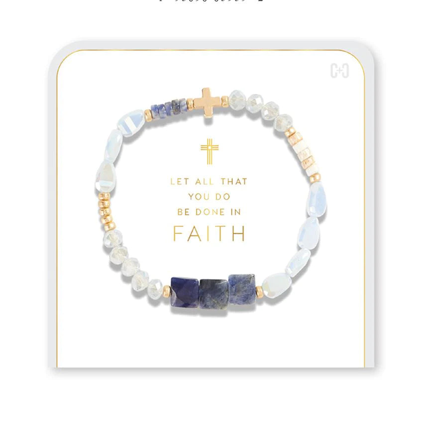 Hannah Cross Stretch Bracelets - Blue