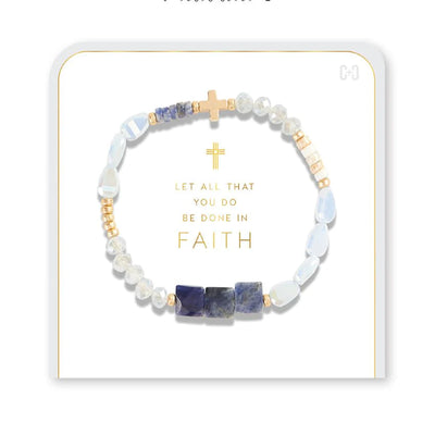 Hannah Cross Stretch Bracelets - Blue