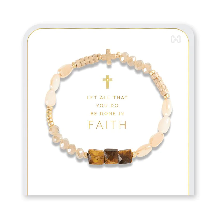 Hannah Cross Stretch Bracelets - Brown