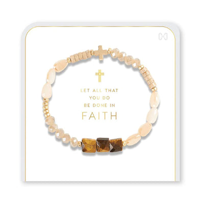 Hannah Cross Stretch Bracelets - Brown