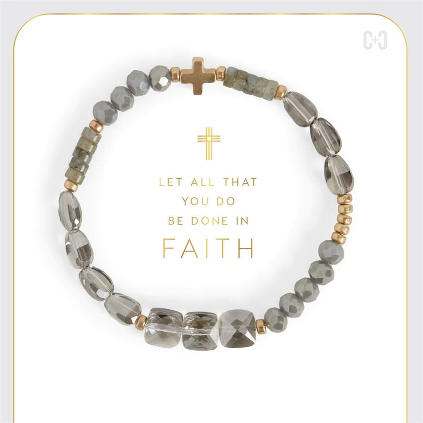 Hannah Cross Stretch Bracelets - Grey