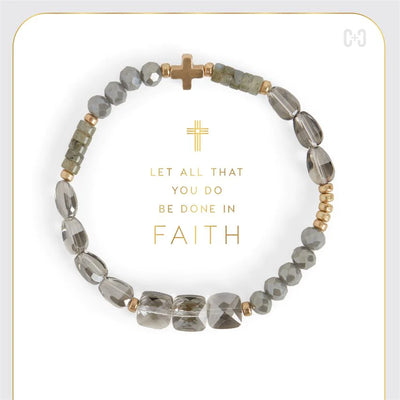 Hannah Cross Stretch Bracelets - Grey