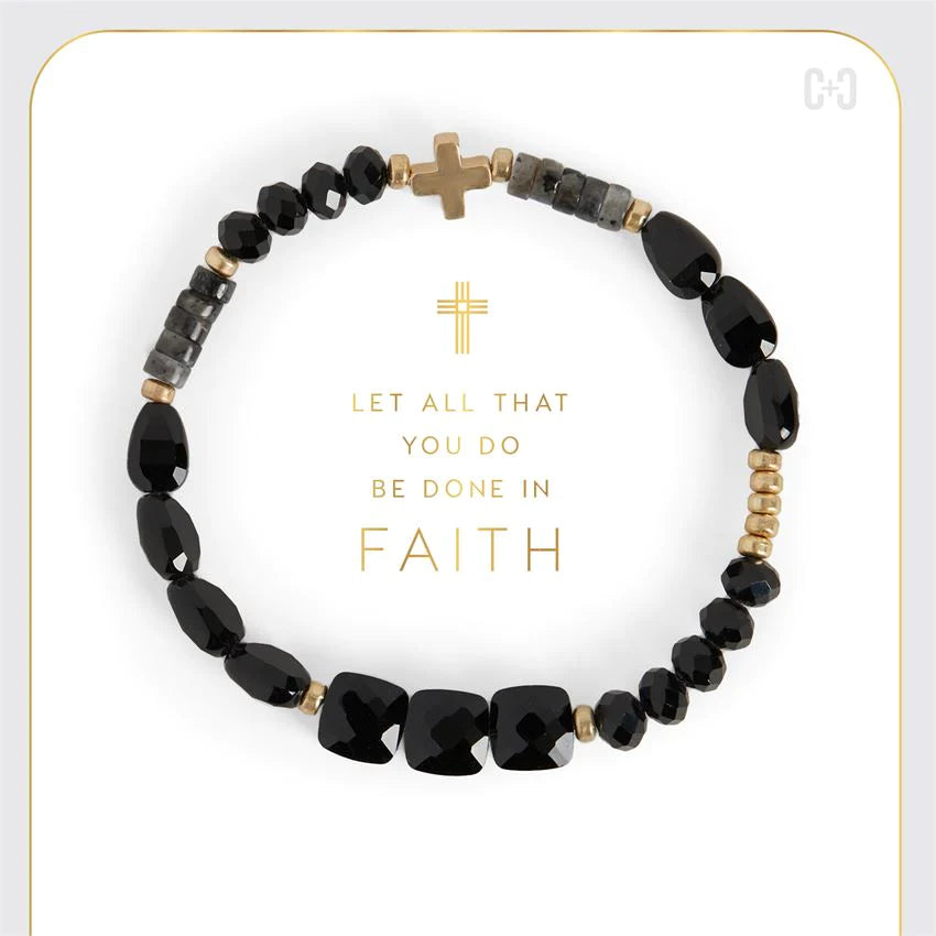 Hannah Cross Stretch Bracelets - Jet