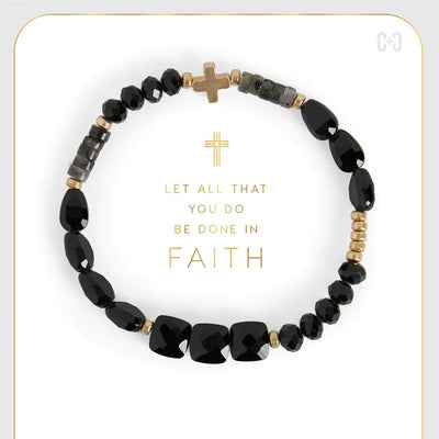 Hannah Cross Stretch Bracelets - Jet
