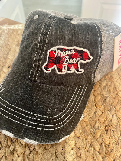 Keep On Truckin' Hats - Mama Bear Buffalo Plaid