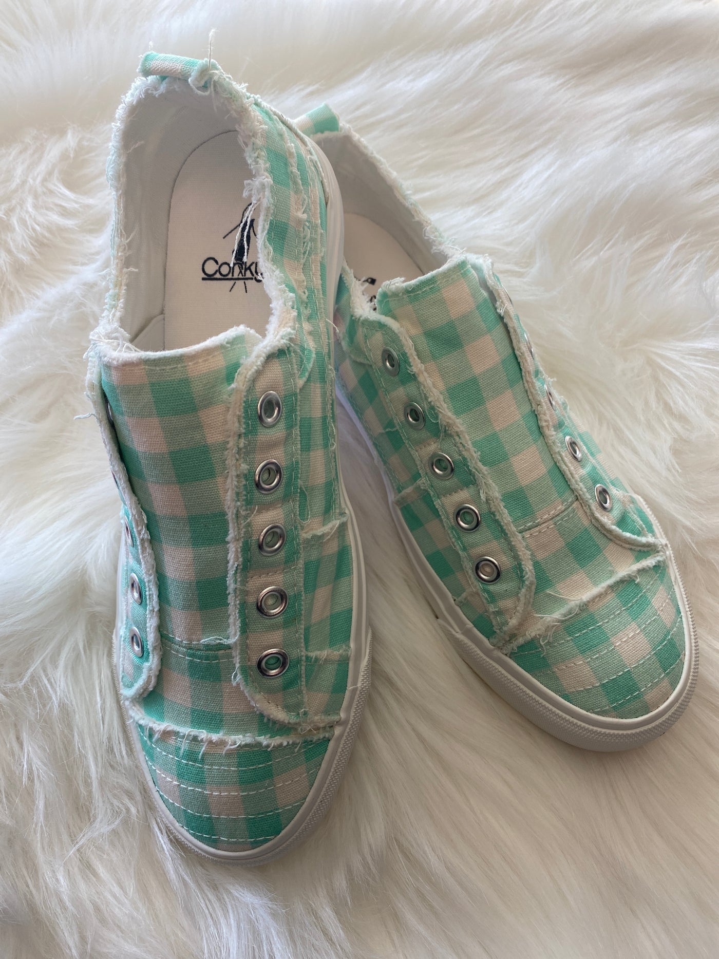 Babalu Sneaker by Corkys in Mint Gingham