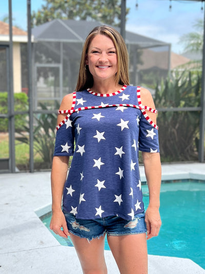 Stars Stripes And Shoulders Top