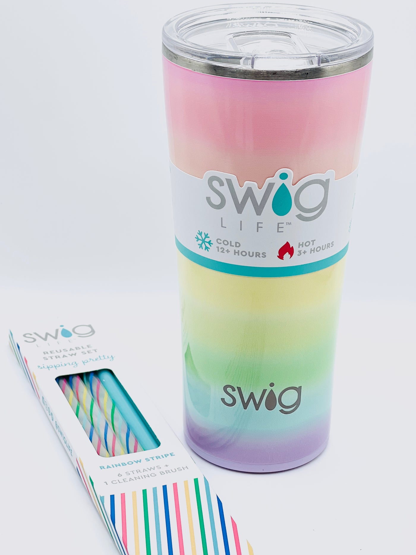 Swig Reusable Straw Set - Pumpkin Spice + Light Blue
