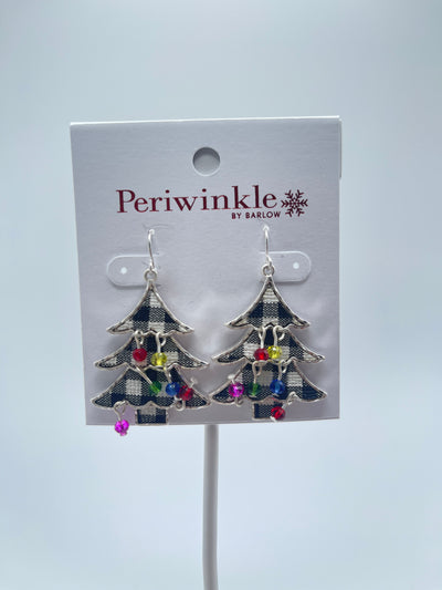 Holiday Collection by Periwinkle - B&W Plaid Trees With Lights
