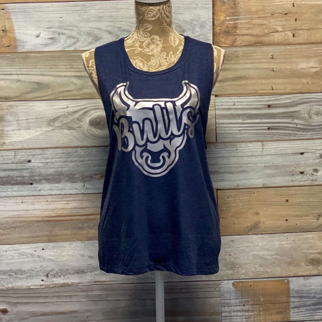 PCHS Bulls Muscle Tank in Heathered Navy