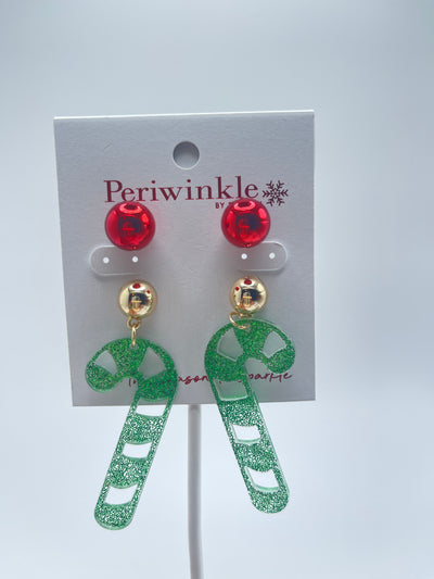 Holiday Collection 2 By Periwinkle - 
Candy Cane Dangles & Red Pearls
