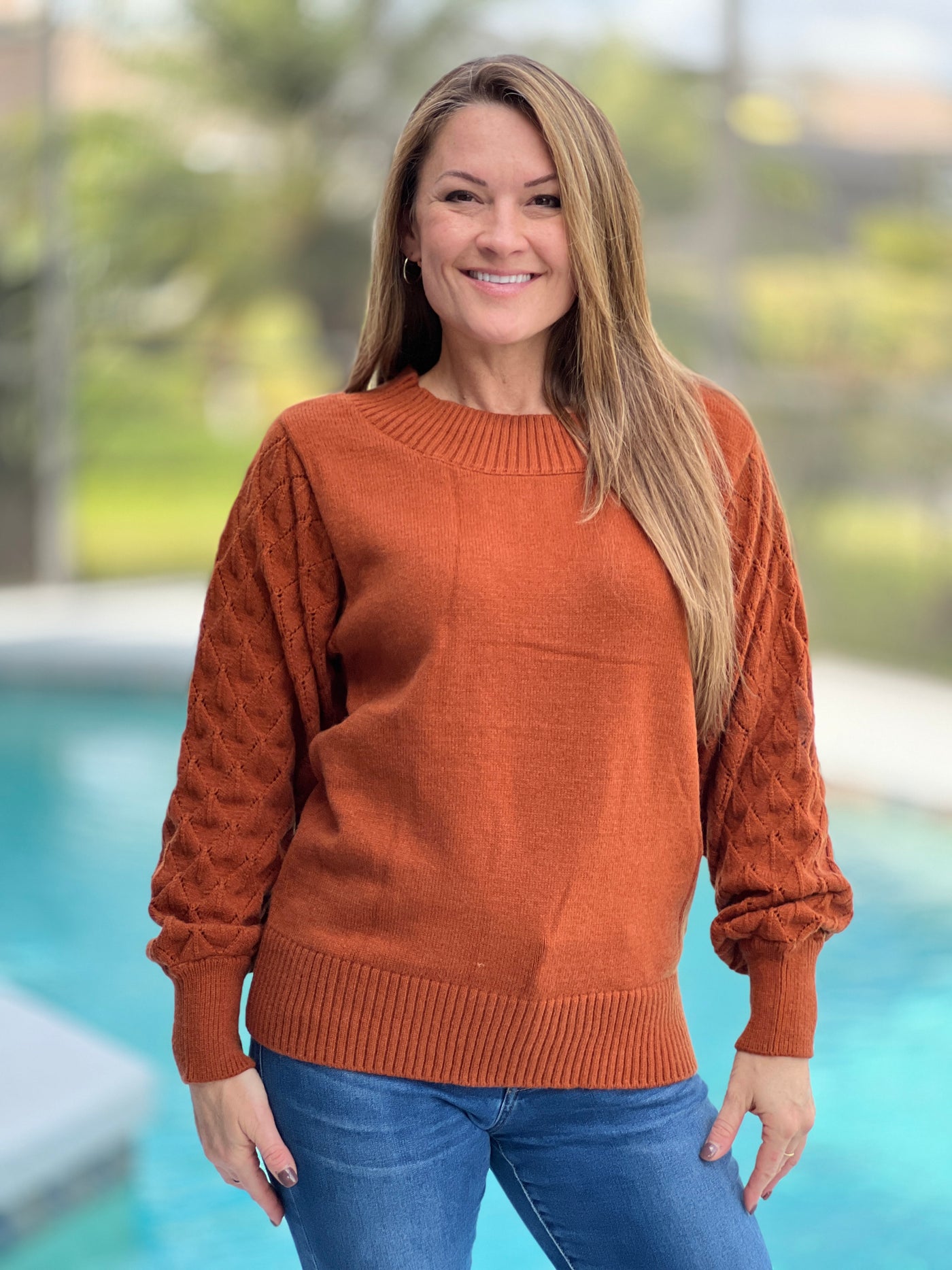 Ginger Boat Pointelle Sweater