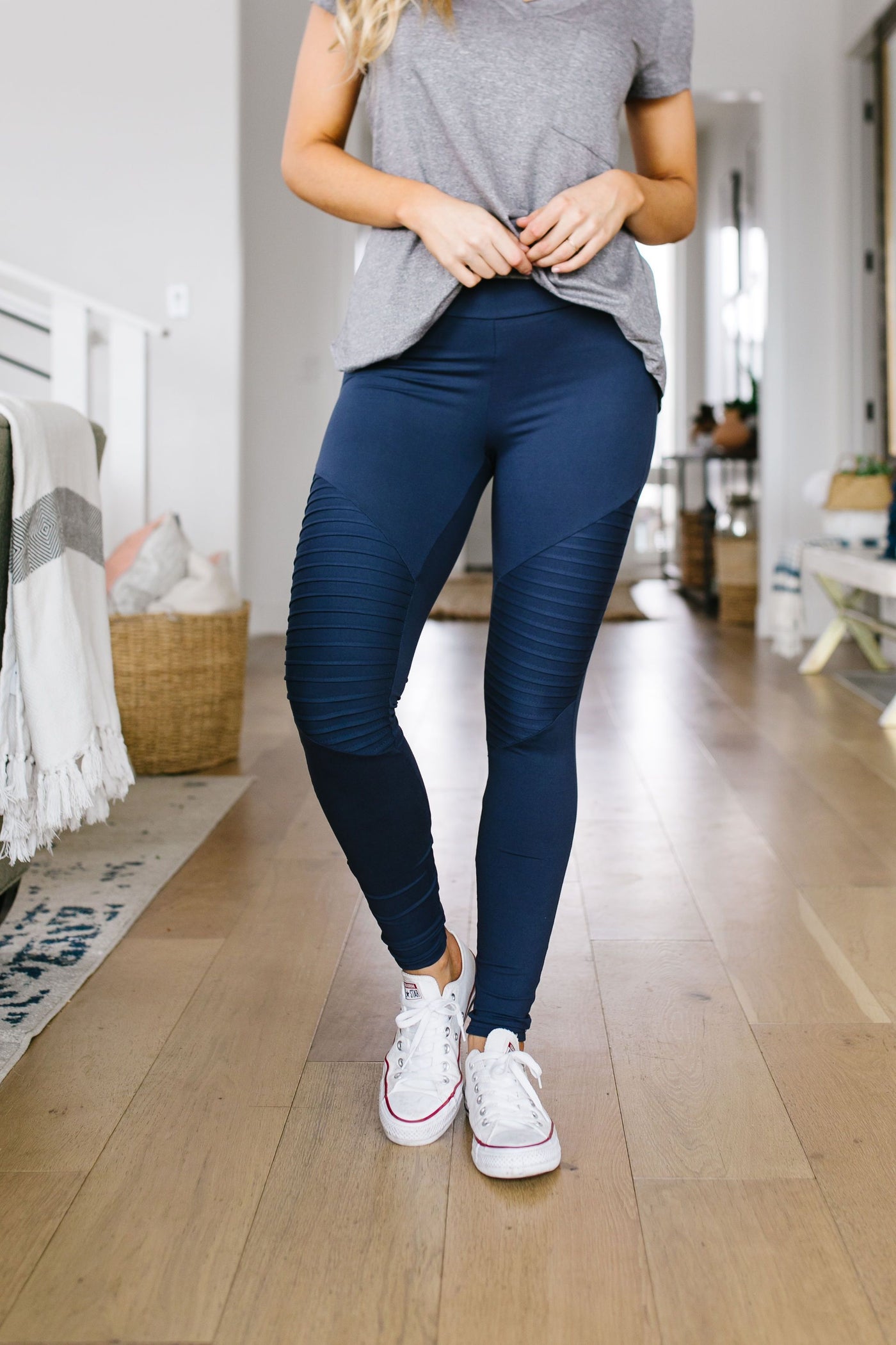 Soft As Butter Moto Leggings In Navy - The Teal Turtle Clothing Company